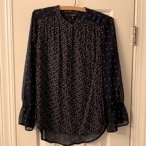 Lucky Brand Sheer Long Sleeved Blouse, Sz Small. EUC.